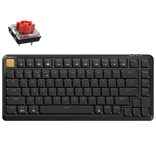 Image of Keychron KJ1 Low Profile Wireless Mechanical Keyboard - 75% Layout Red Switch, QMK RGB Backlit, 2.4G /Bluetooth /USB-C, Double-Shot PBT Keycaps, 2000mAh Battery, Mac /Win /Linux Compatible - Black