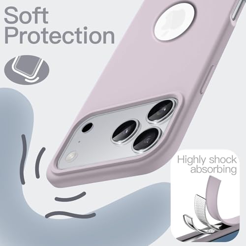 Image of Elzzi Microfiber Cover Compatible for iPhone 17 Pro Case Liquid Silicone Cases Protective Covers Shockproof Back Cover with High Raised Camera Lips (Lavender)
