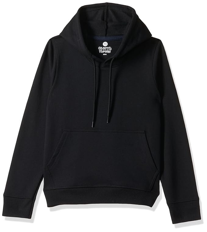 Image of Solid Cotton Fleece Girls Hooded Neck Sweatshirt with Kangaroo Pocket