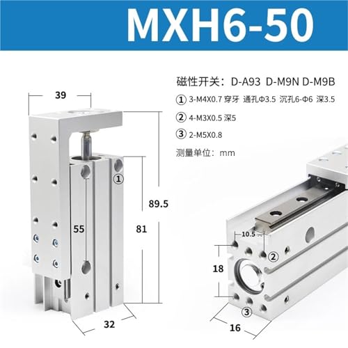 Vérin pneumatique coulissant double effet MXH à double piston stable