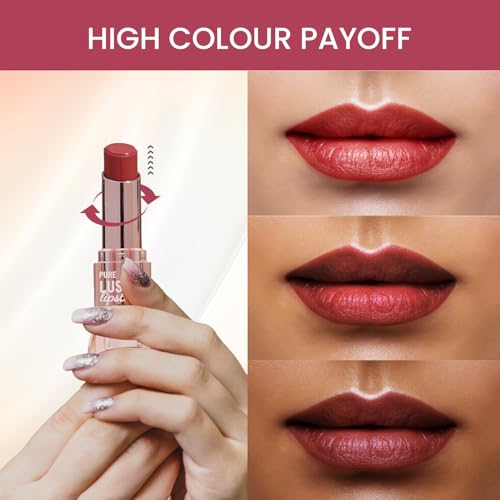 Image of Swiss Beauty Pure Lustre Lipstick | High Shine Finish | Smooth Glide | With Olive Oil & Vitamin E | Hydrating | Shade- Cheeky Pink, 3.8gm