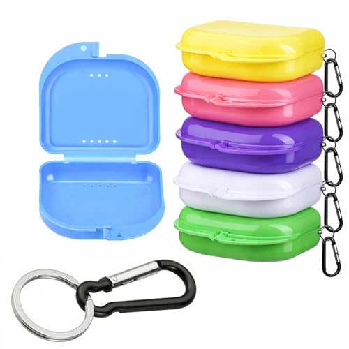 6 Pack Multicolor Retainer Case with Dual Vent Holes, Denture & Mouth Guard Case, Orthodontic Storage Box for Travel, Home, Office,Teens & Adults