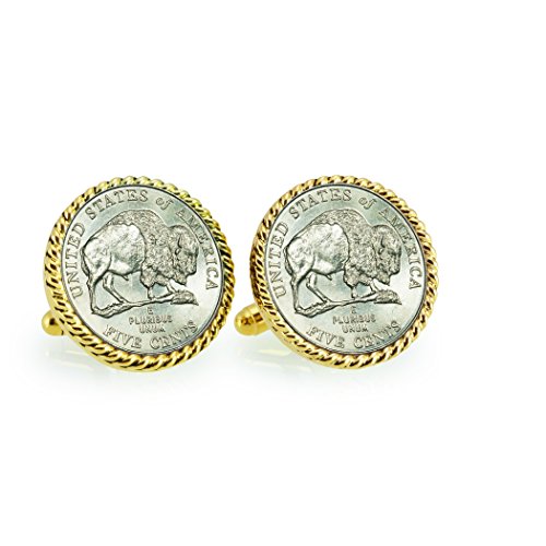 Mancuernillas American Coin Treasures 2005 Bison Nickel miniatura 1