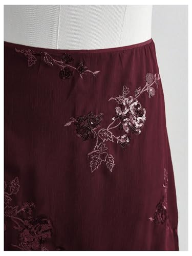 SweatyRocks Women's Plus Size Sequin Skirts Floral Embroidery Mesh Y2K A Line Mini Skirt4