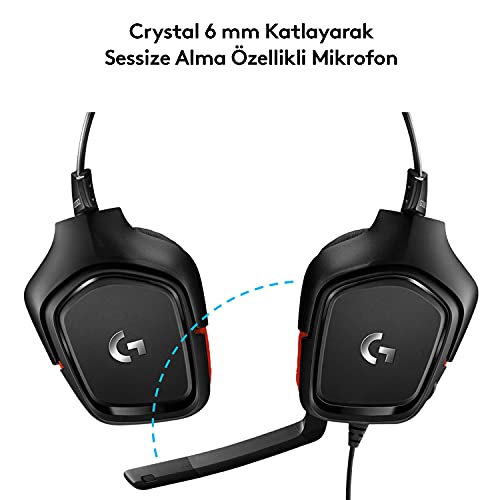 Logitech G G332 Kablolu Kulak Üstü Oyuncu Kulaklığı, 50 mm Ses Sürücüleri, 6 mm Katanarak Sessize Alınan Mikrofon, 2 m Kablo Uzunluğu, Siyah