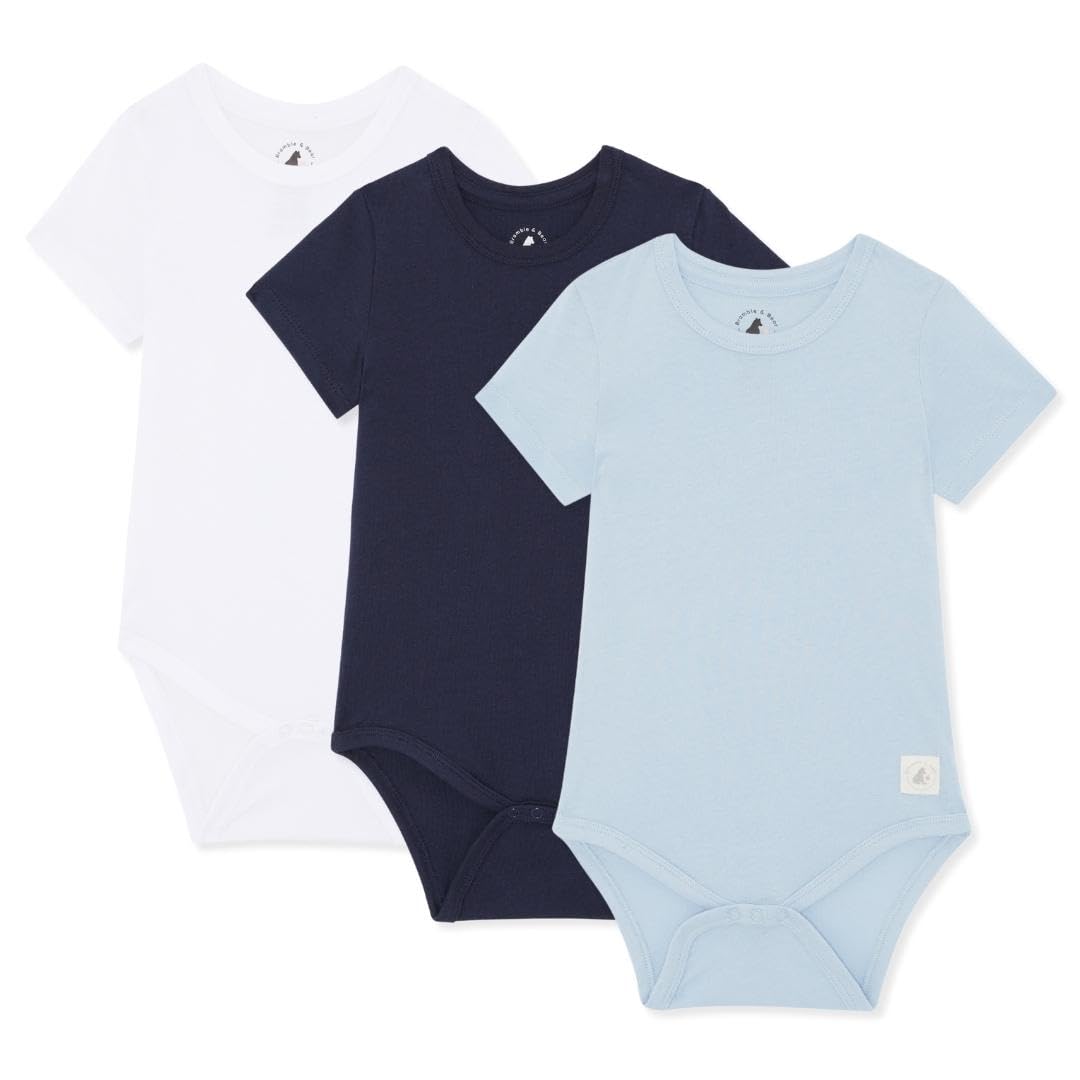 Bramble & Bear3/6 Pack Short Sleeve Baby Vests - Organic Cotton Unisex Baby Bodysuit Vests for 0-3 Years - Comfortable Bodysuits for Boys & Girls - Soft, Cosy, CuteOEKO-TEX STANDARD 100