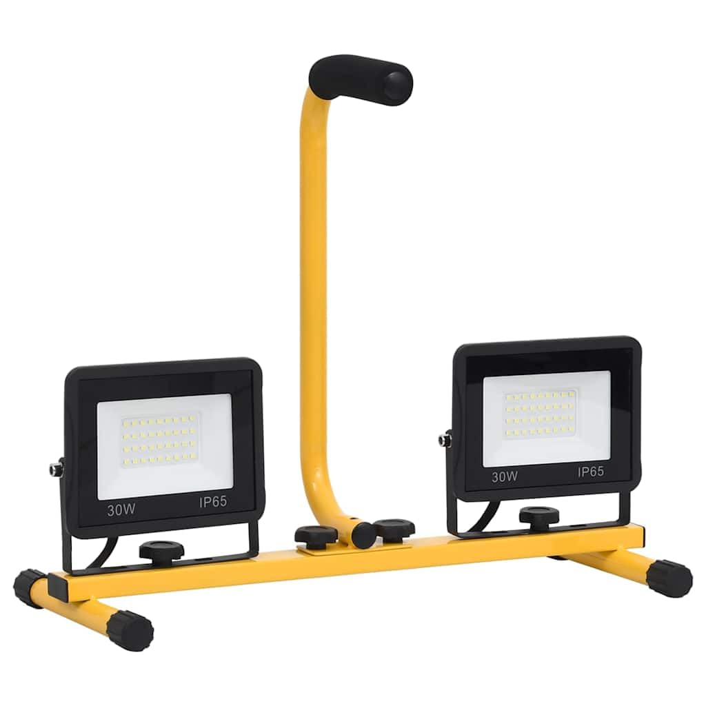 Reflektor LED z uchwytem 2 x 30 W, lampa robocza z kablem o długości 3 m, 4200 lm, 3000 K, przenośny reflektor budowlany do warsztatu i na placu budowy