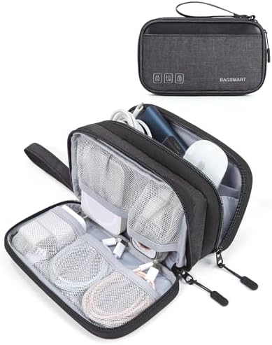 BAGSMART Electronics Organizer Travel Case, Small Travel Cable Organizer Bag, Travel Essentials, Cord Organizer for Travel, Travel Tech Organizer as Travel Accessories for Charger, Phone, Black