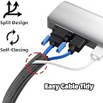 Manches à cable noir (longueur 10ft, Diamètre 1/2 à 1 Inch extensible), câble tressé Split & auto-enroulement pour câble USB câble audio câble vidéo, Protecteur Animal des cordons à écharper