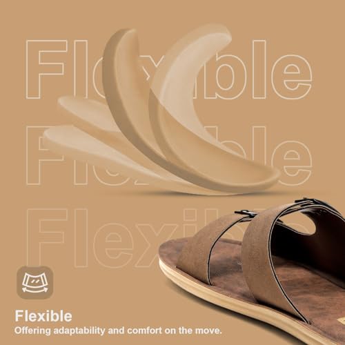 Image of Men Comfortable Double Strap Slippers with Cushioned Footbed, Adjustable Buckle Design, Lightweight Everyday Wear Slippers for Indoor Outdoor Use