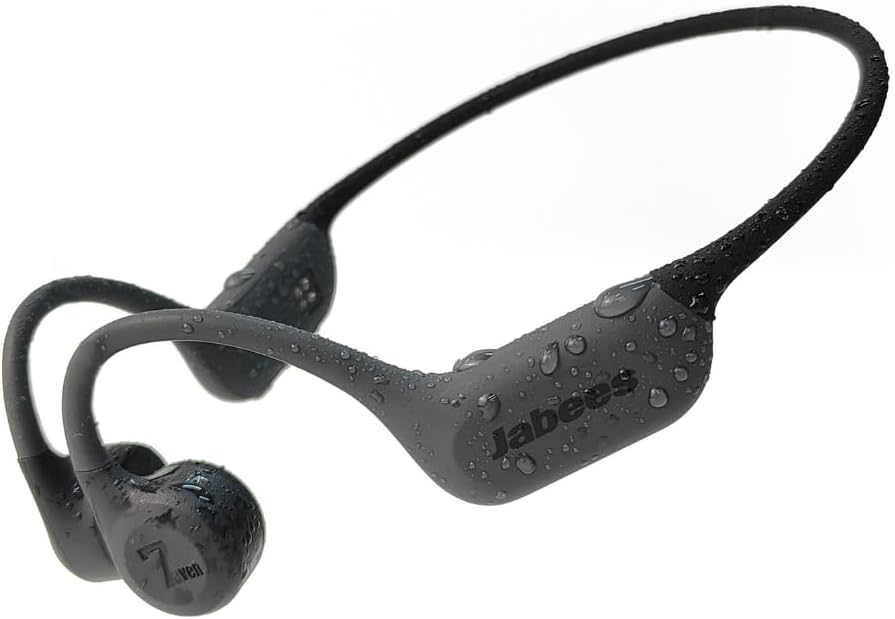 Jabees 7Seven Wireless Bone Conduction Headphones, IP68 Waterproof Swimming Headphones with 32GB MP3 Player, Bluetooth 6.0, Open Ear Sports Headphones for Running, Cycling, Workout