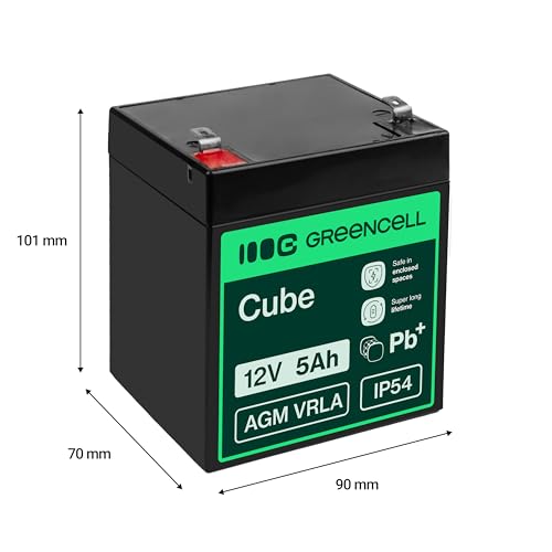 Green Cell Batteria AGM 12V 5Ah ricaricabile sigillata VRLA | Per UPS, allarmi, giocattoli elettrici, impianti solari, scooter, backup e uso ciclico senza manutenzione - Immagine 1