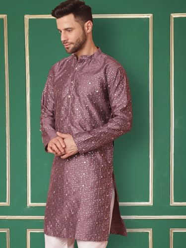 Image of Jompers Silk Men's Embroidered Mirror Work Kurta Only