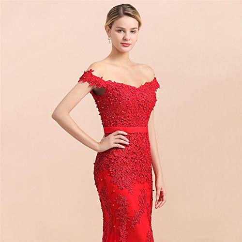 Women's Off The Shoulder Prom Dress Mermaid Long Lace Evening Gowns3