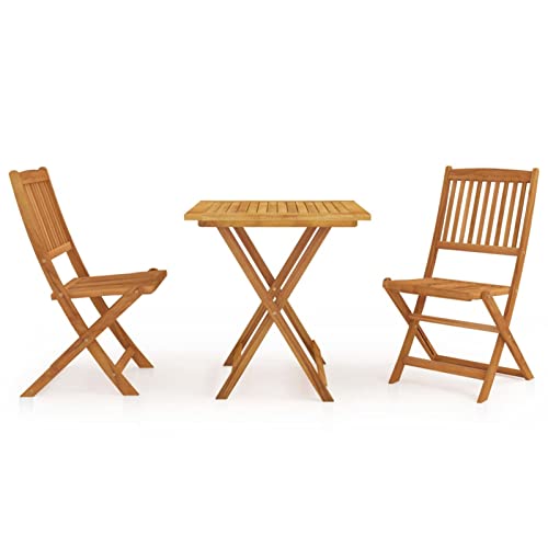 Susany Juego de mesa y sillas de madera plegable de 3 piezas, juego de taburetes para jardín, patio, madera maciza de acacia, opción 2