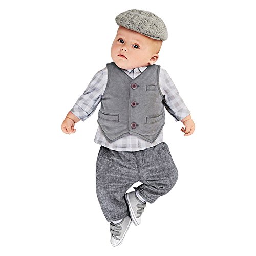 Image of Touchme New Newborn Baby Boy Grey Waistcoat + Pants + Shirts Clothes Sets Suit 3pcs (fit 75-85cm baby)