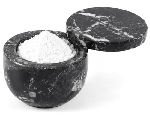 EARTHEN CRAFTS Marble Salt Cellar with Magnetic Closure 4" Inch Black Zebra Salt Storage Container for Kitchen Countertop, Salt Box, Salt & Spice Jar ideal for Kosher Salt, Spices, and Seasonings