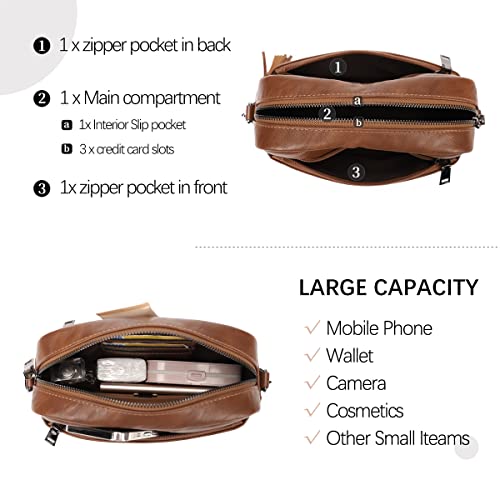 Kl928 Small Crossbody Bag For Women, Soft Faux Leather Cell Phone Purse，Adjustable Strap Shoulder Handbags Wallet Purse (Yellow Brown) #TOP4
