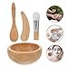 MAGICLULU Facial Mask Mixing Bowl Set 4pcs Wooden Skincare Tool Kit with Spatula Brush Spoon for DIY Beauty Salon Use Random Style