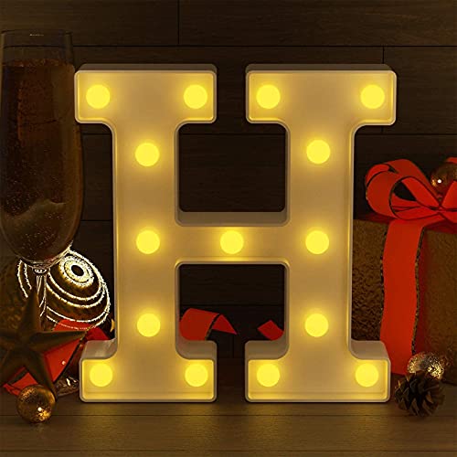 Image of Beeban Marquee H Alphabet Shaped LED Light Lamp for Decoration Decore Walls Hanging Birthday Party Wedding (H)