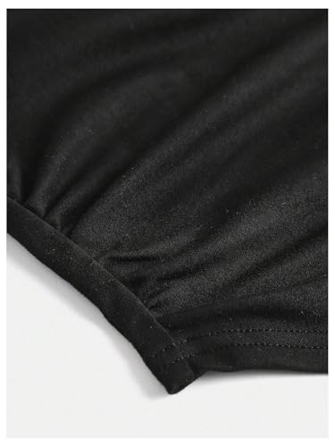 SweatyRocks Girl's Off the Shoulder Tops Bell Sleeve Ruched Asymmetrical T Shirt with Scarf4