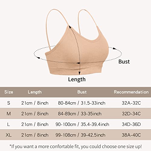 Kcddumk 4 Pieces Cami Bras - Women's V-Neck Padded Seamless Straps Bralette Everyday Basic Sleeping Bra #TOP2