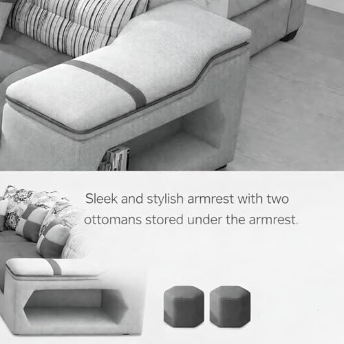 Image of Avion COMFORA U Shape 12 Seater Sofa Set for Living Room | Interchangeable U-Shaped Sectional Sofa Set with Cup Holder with 4 Puffy for Living Room & Office