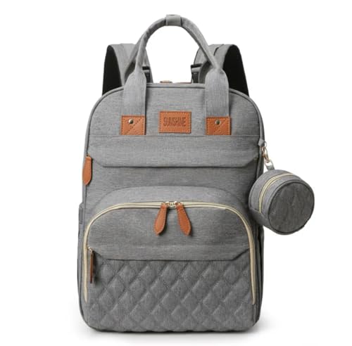 Image of Generic Baby Diaper Bag Backpack with Changing Pad, Stroller Straps,Side Pockets, pacifier holder-grey, Large