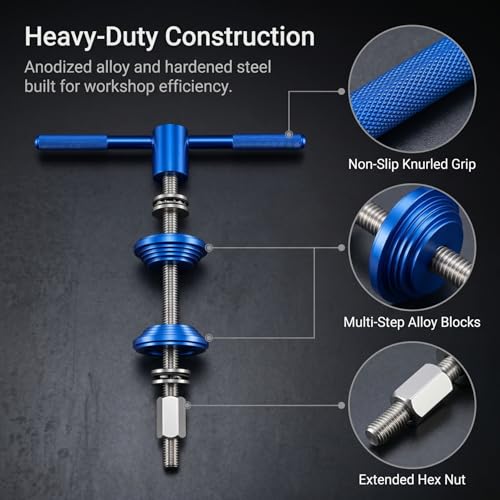 QWORK Bicycle Bowl Set Press-In Tool, Aluminum Alloy, Precision Screw Thread, Ball Bearing Design, Bicycle Headset and Bottom Bracket Press Tool, Compatible with 1 to 1.5 Inch Headset Cups