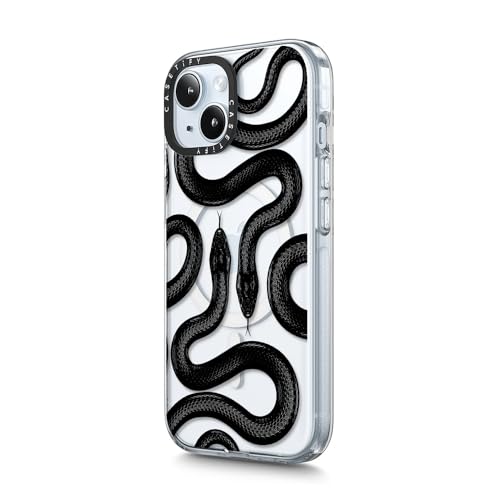 Coque iPhone 15 Plus CASETiFY transparente design serpent royale haut de gamme