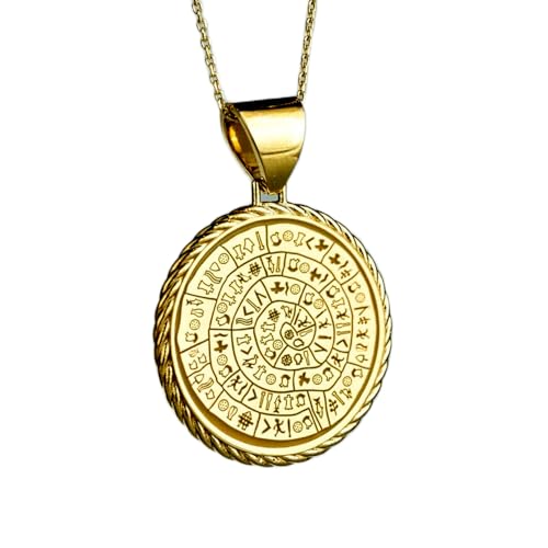 Collier pendentif pièce Phaistos argent plaqué or, oubliez les bijoux fragiles qui ternissent