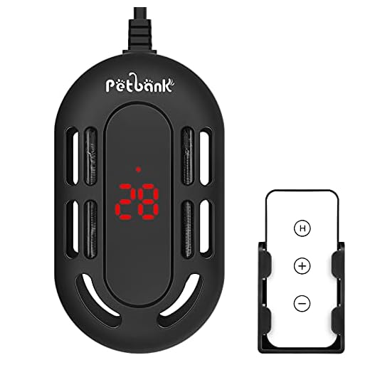 Petbank 25W Aquarium Heater, with Temperature Remote Control and LED Temperature Display, Submersible Aquarium Heater with Thermometer Strip & Use Time Display Suitable for 2-5 Gallon Fish Tank