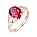 Daesar Anillos de Oro Rosa 18 Kilates Mujer,Oval con Corazón Hueco Turmalina Rosa Roja 2.6ct,Oro Rosa y Rojo Talla 22