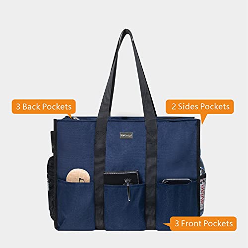 Image of TOPDesign Utility Water Resistant Tote Bag with 13 Pockets, Zipper Closure