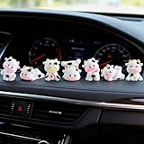KAKUPPA 7 PCS Mini Cow Car Accessories, Cow Print Dashboard Decorations and Rear View Mirror Ornaments, Cute Cows Print CarI nterior Accessories Decor for Women Men and Girls