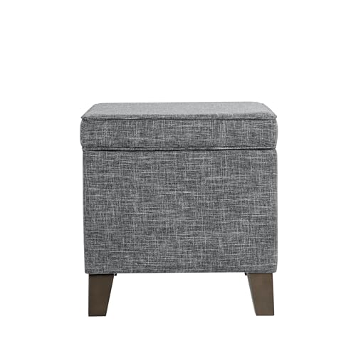 HomePop Home Decor | Medium Square Storage Ottoman with Hinged Lid | Ottoman with Storage for Living Room & Bedroom, Grey by HomePop - Image 8