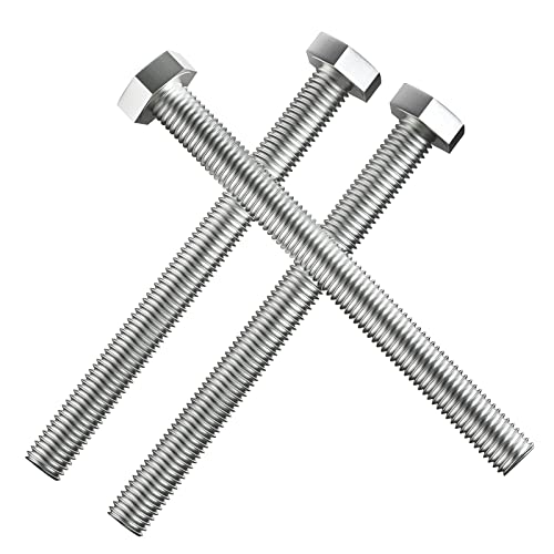 Image of 3 /8-16 x 5 (5 /8 to 7 inch Optional) Hex Head Screw Bolt, Stainless Steel 18-8(304), Fully Threaded,10pcs