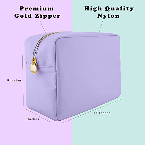 Dancour Large Makeup Bag - Travel Toiletry Bag For Women - Purple Makeup Bag - Large Makeup Pouch - Nylon Cosmetic Pouch Bag - Makeup Organizer - Big Makeup Bag Preppy Make Up Bag For Women And Girls #TOP3