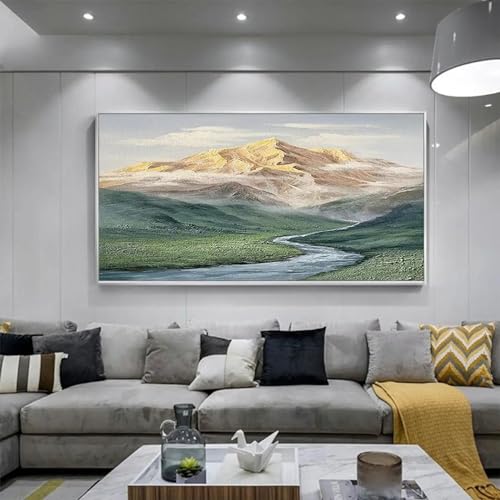Grand art mural grand format paysage de montagne abstrait acrylique sur toile