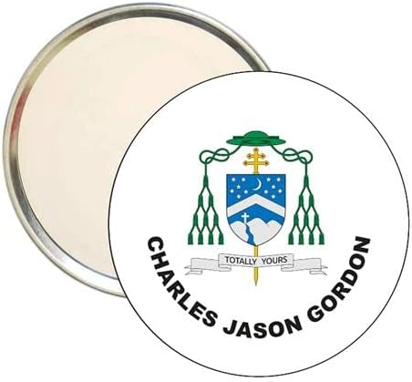 ROUND MIRROR. - HARMONIAL SHIELD CHARLES JASON GONDON- COATS OF ARMS TRINIDAD AND TOBAGO -TRINIDAD AND TOBAGO