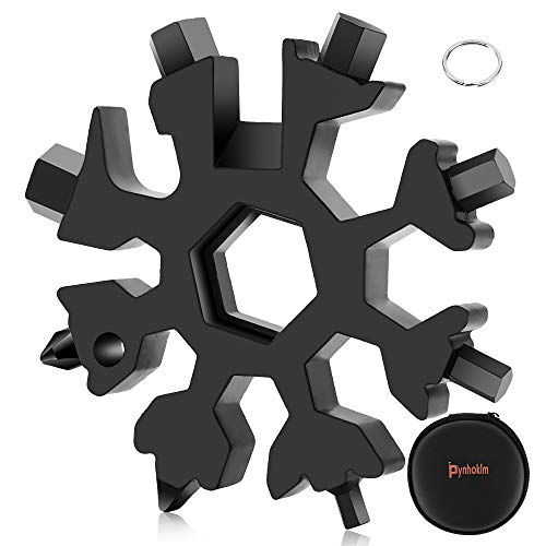 snowflake multi tool Multiherramienta 18 en 1 copo de nieve Destornillador multi-herramienta bricolage herramientas Llave de destornillador portátil regalo, regalo de Navidad (1, Negro)