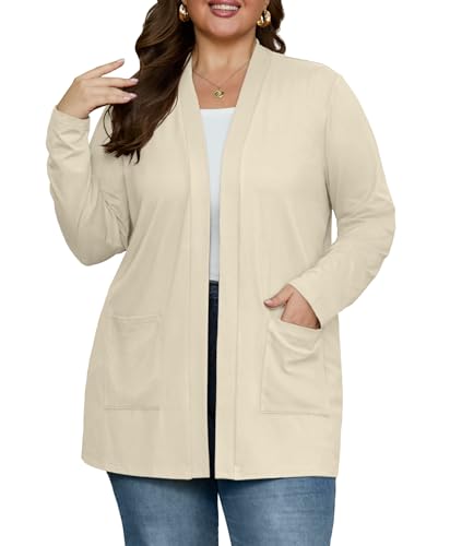 Image of OLRIK Plus Size Cardigan for Women 2026 Lightweight Open Front with Pockets