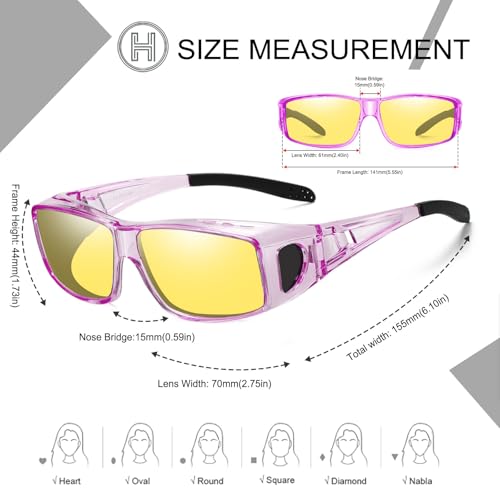 Image of HAOLOTA Night Vision Driving Over Glasses, Polarized Nighttime Glasses Men Women Anti Glare Yellow Tinted Lens