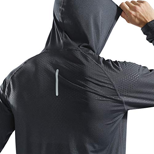 Gerlobal Mens Gym Workout Active Muscle Bodybuilding Long Sleeve Hoodies Casual Hooded Sweatshirts Dark Grey,Large