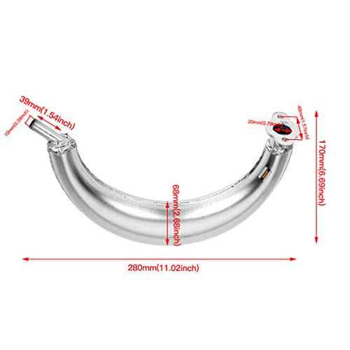 HIAORS Chrome Half Moon Muffler Exhaust Pipe for 49cc 50cc 60cc 66cc 80cc Motorized Bicycle Bike 2 Stroke Bike Gas Engine Motor Parts