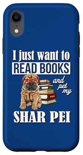 Kids Womens Girls Funny Read Books & Pet Shar Pei Lover Case for iPhone XR