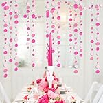 Hot Pink Party Decorations Circle Dots Garland Rose Pink White Hanging Paper Polka Dots Streamer for Birthday Bachelorette Engagement Wedding Baby Bridal Shower Anniversary Minnie Theme Party Supplies - Image 4
