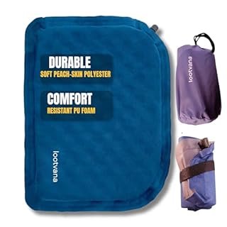 lootvana Inflatable Airplane Seat Cushion for Long Flights – Self-Inflating Travel Seat Pad for Pressure Relief, Portable Foldable Cushion for Air Travel, Camping & Stadium (Blue)