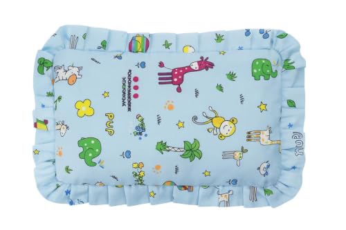 Image of Baby Pillow Jungle Print Cotton Pillow with Mustard Seed Filling (Blue)