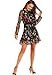 Milumia Women's Floral Embroidery Mesh Round Neck Tunic Party Dress Black Medium